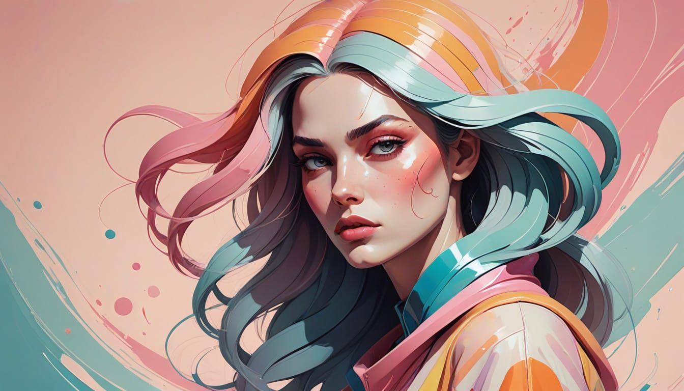 Vibrant Cartoon Woman in Exaggerated Style