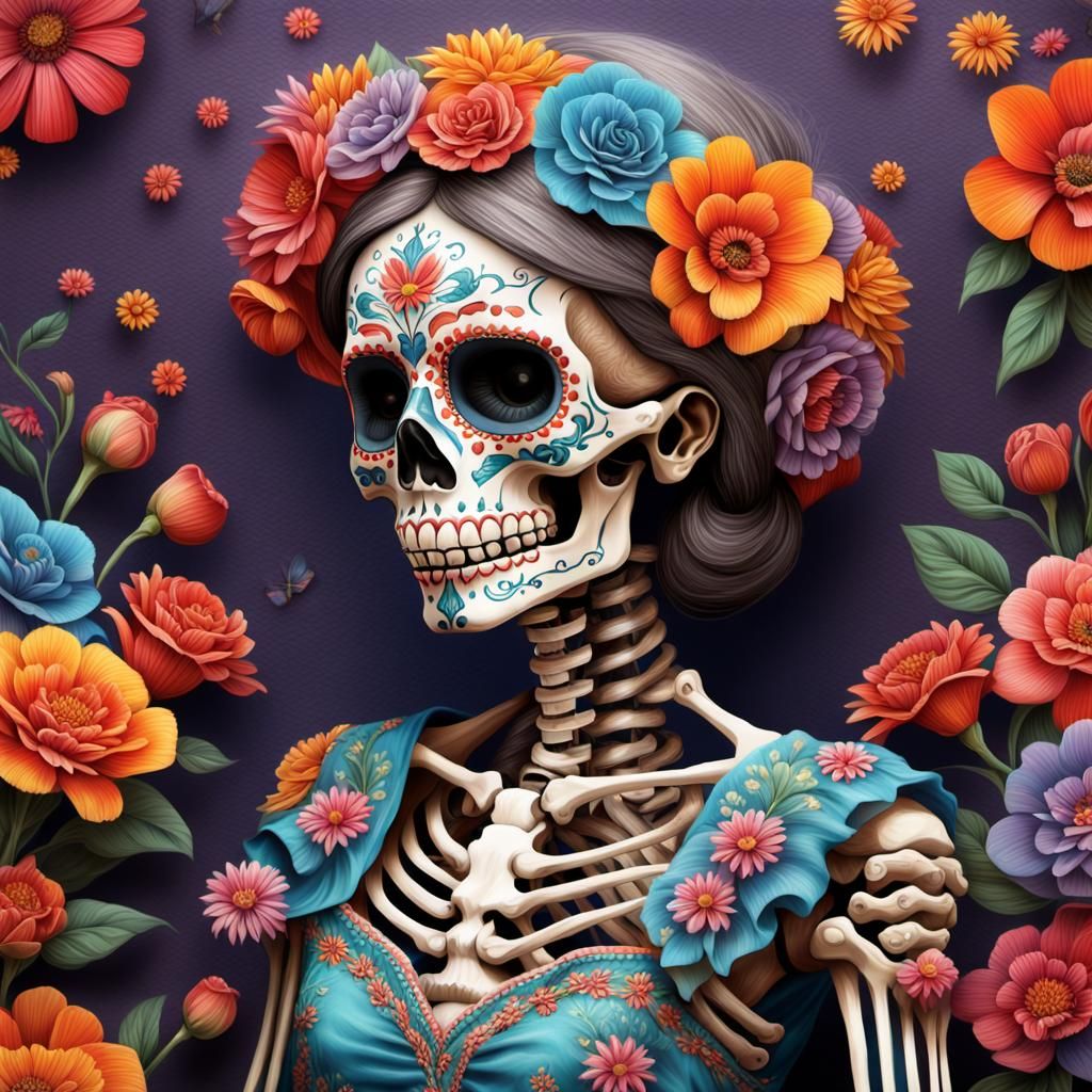 Los Muertos-Inspired Skeleton in Elegant Attire