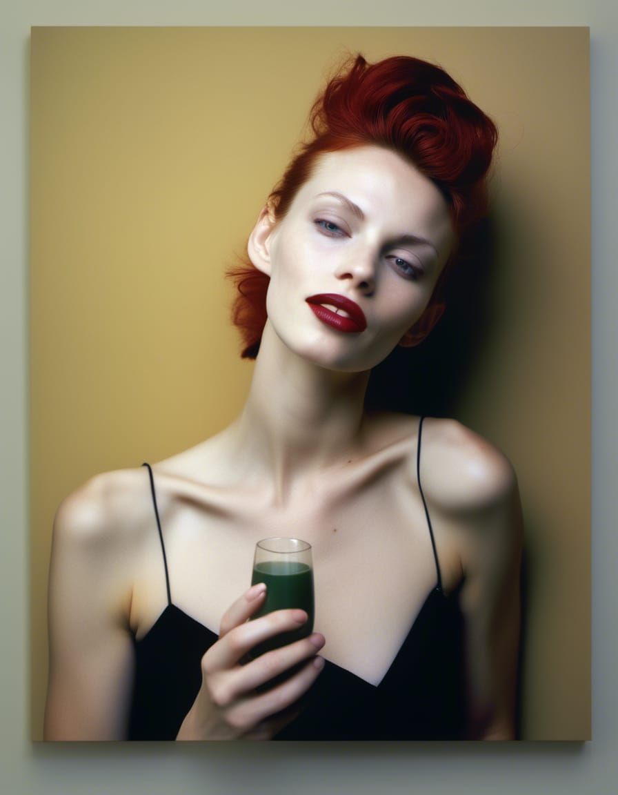 Smiling Woman in Cafe, Hyperrealistic Portrait