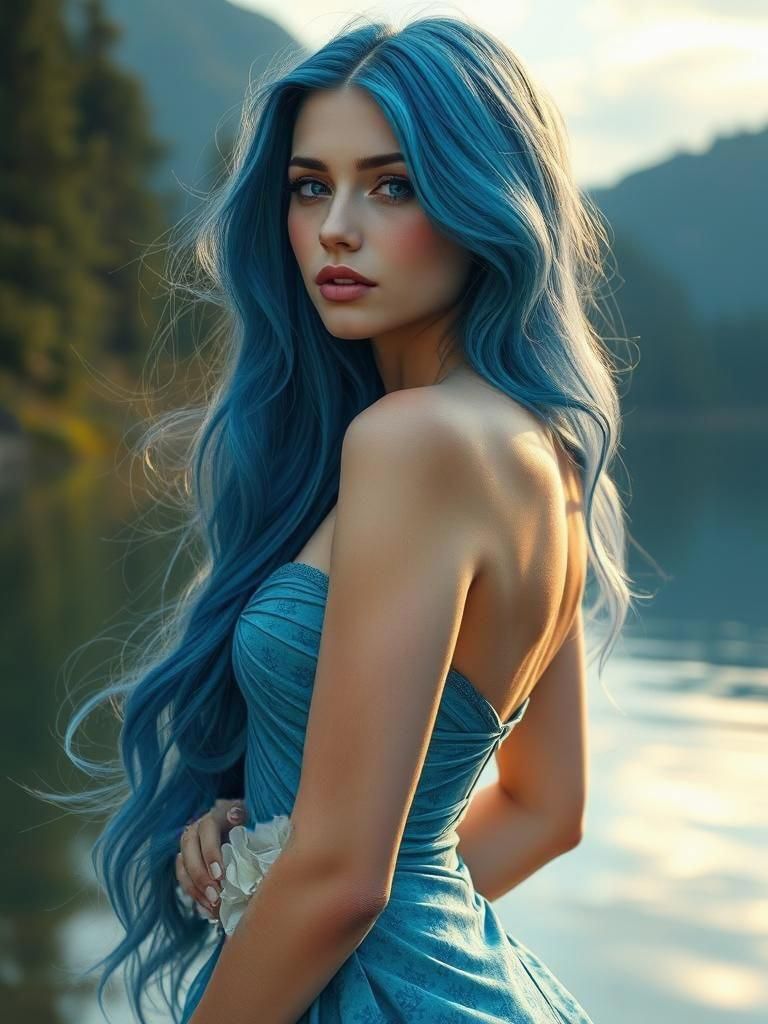 Ethereal Goddess on a Serene Lakeside with Impressive Beauty
