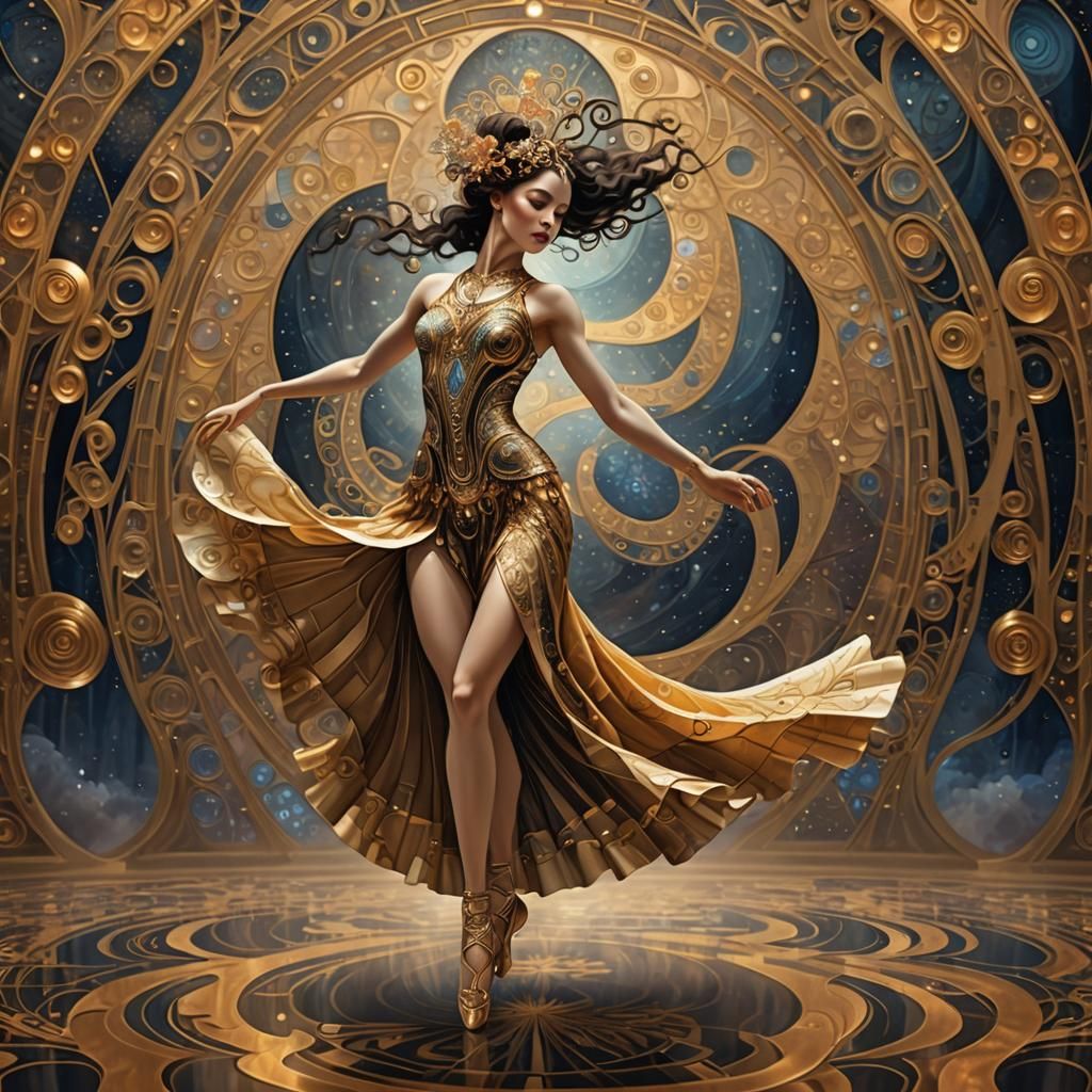 Dancer in Opulent Art Nouveau Splendor