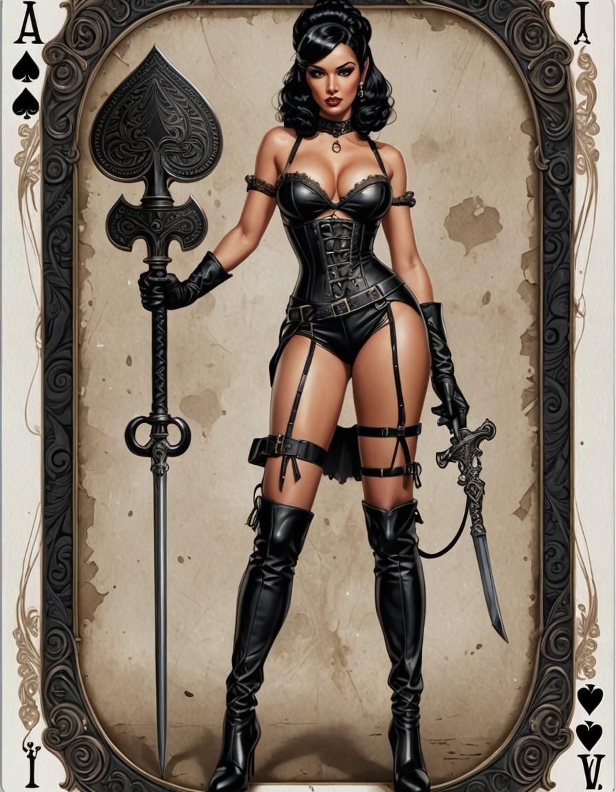 Vintage Pinup Girl in Hyperrealistic Playing Card Art