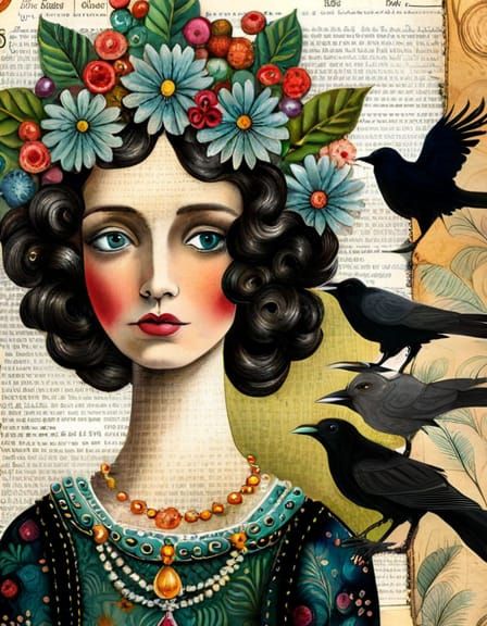 Enchanted Leafy Princess in a Whimsical Collage Masterpiece