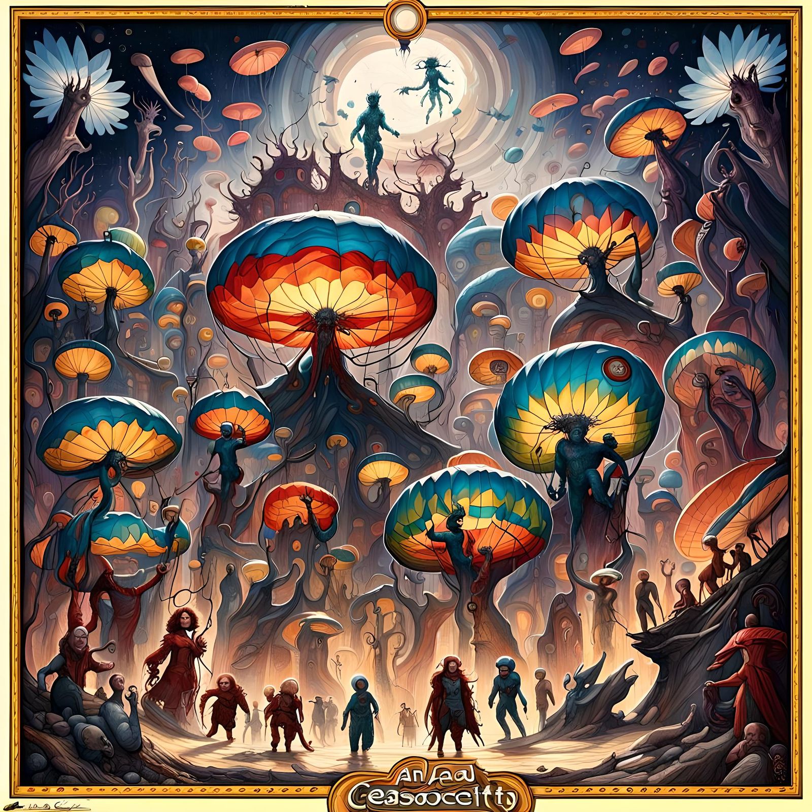 Whimsical Dark Fantasy Ant Adventure in Vibrant Colors