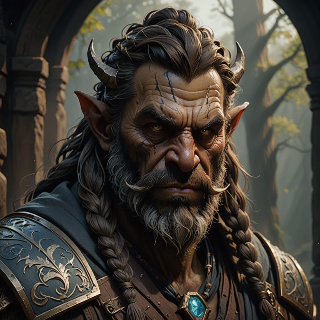 Bugbear Wizard Portrait in Dark Fantasy Style