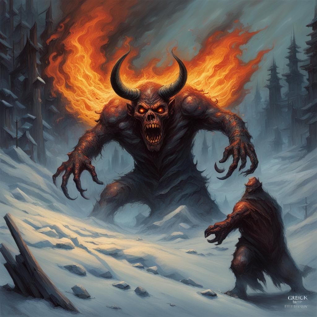 Dark Inframusical Demon Confronts Crania in Hellish Winter
