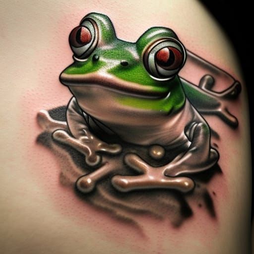 Surreal Frog Portrait in Vibrant Triadic Colors