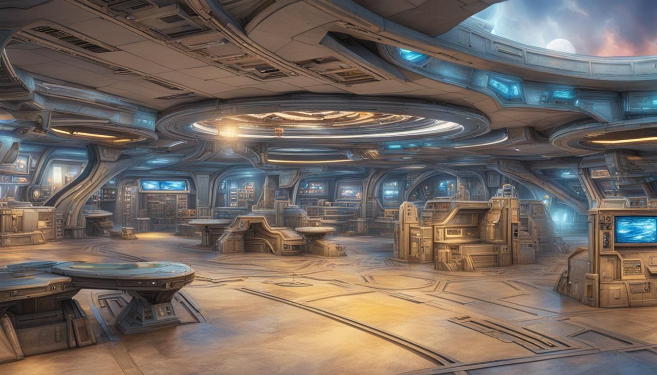 Sci-Fi Spaceship Bridge Interior Scene