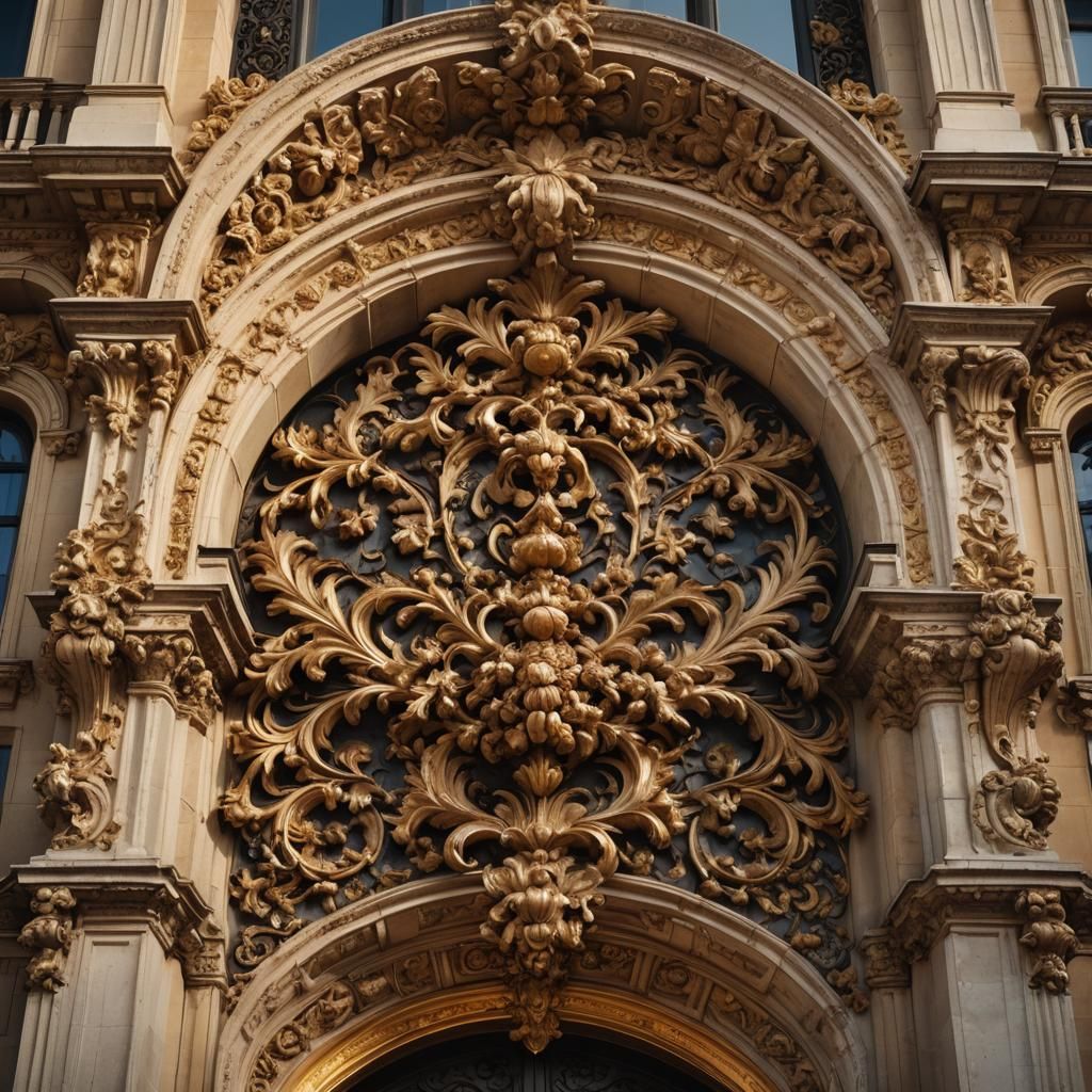Baroque Ornament Grand Entrance in Dramatic Chiaroscuro
