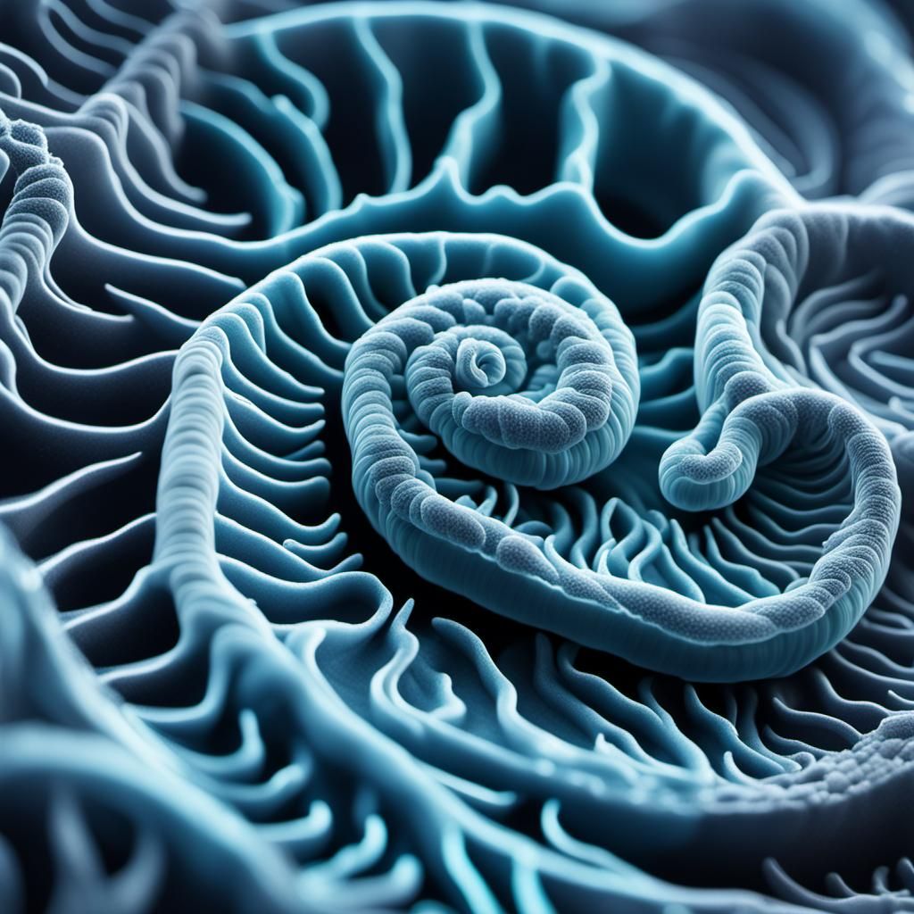 Microscopic EM Swirl in Vibrant Blue