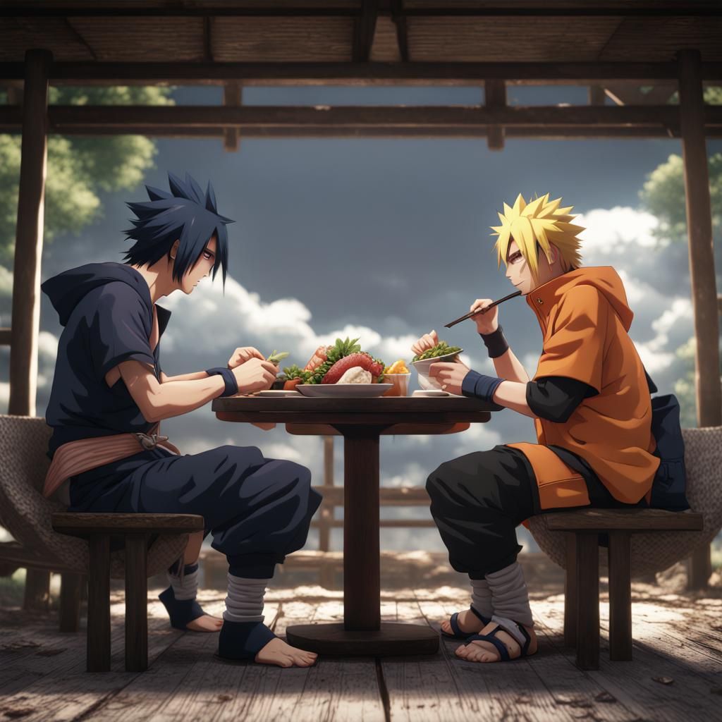 Sasuke and Naruto Engulfed in Fantastical Feast