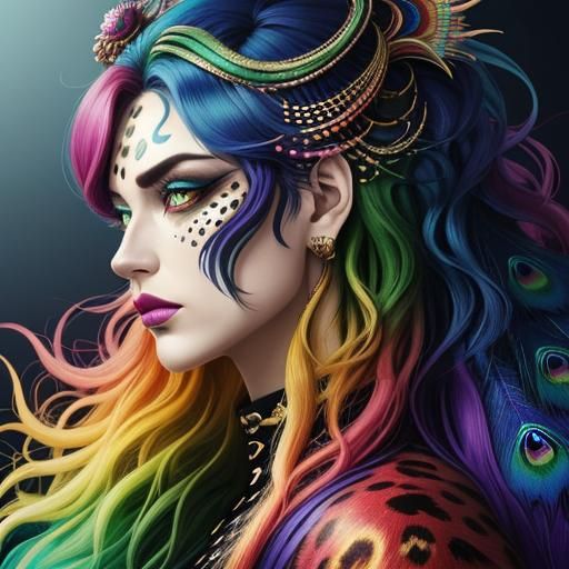 Vibrant Goddess in Splendid Kaleidoscope Hues