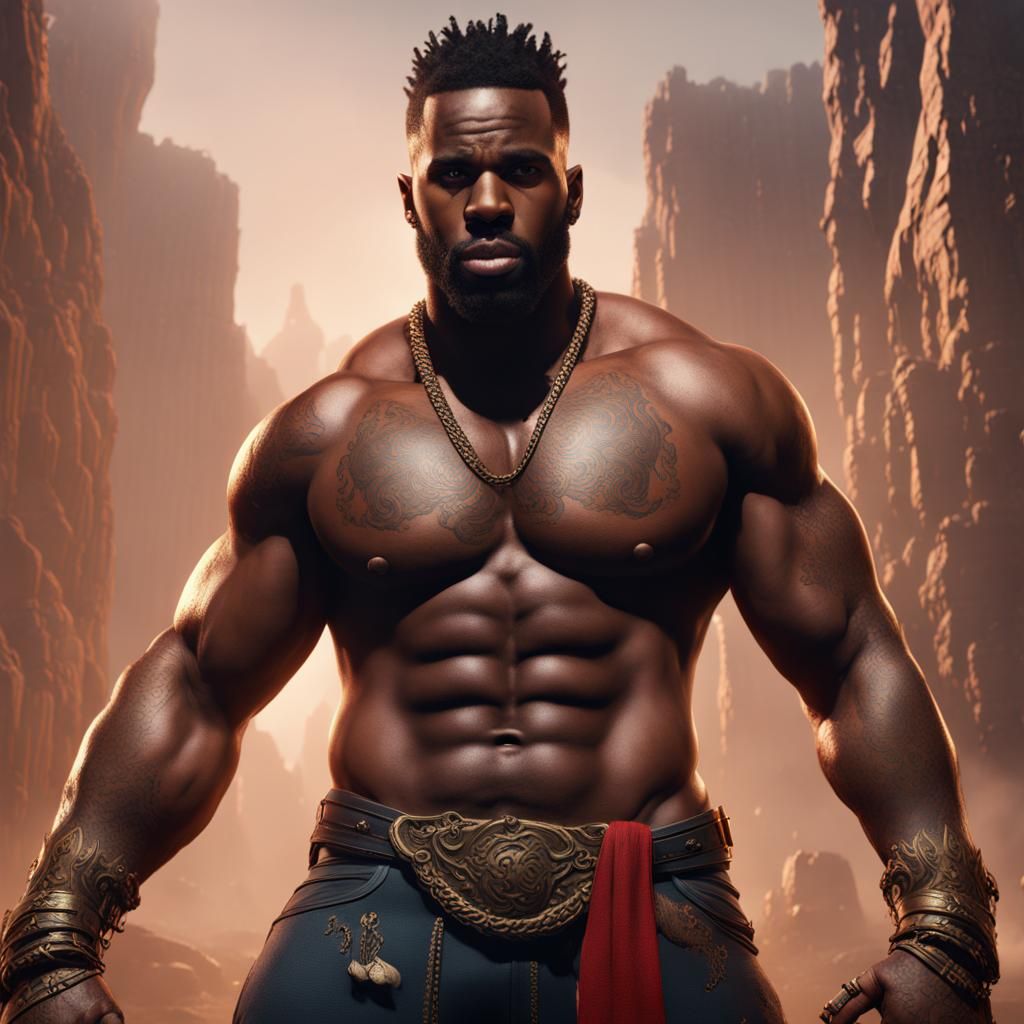 Strongman of Epic Proportions in Vibrant Fantasy Realm