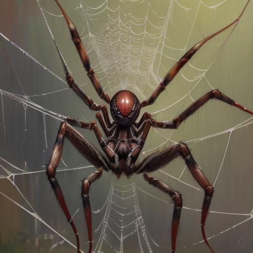 Whimsical Oil Painting of a Spider's Web