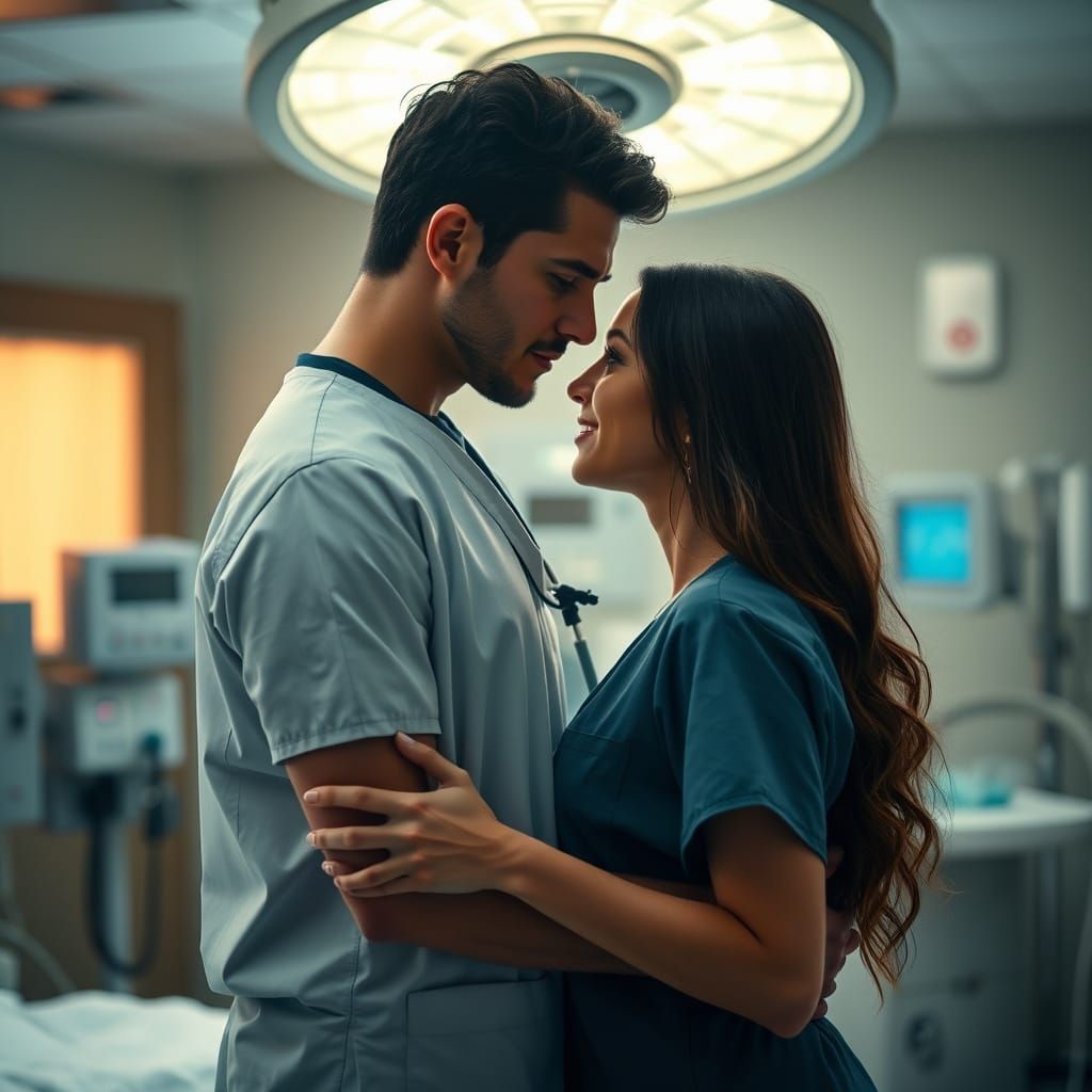 Intimate Moment in the Hospital, in a Sensual Cinematic Styl...