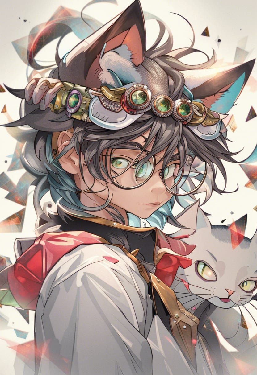 Epic Cat Eared Explorer in Breathtaking Hyperrealistic Portr...