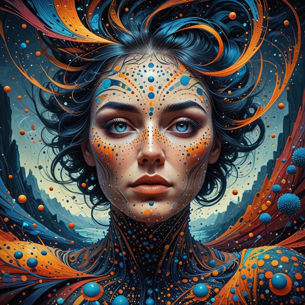 Polka Dot Woman: Optical Illusion Art in 16K