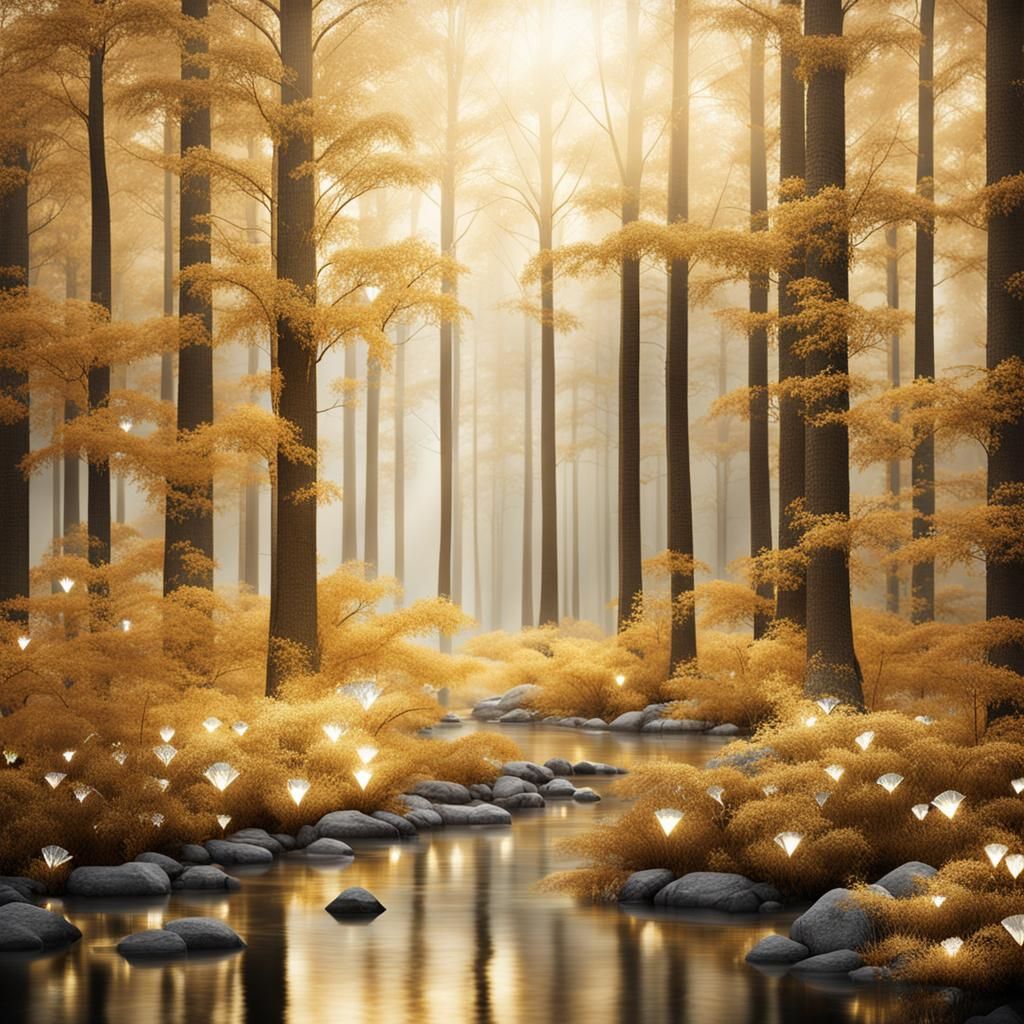Beautiful serene magical forest