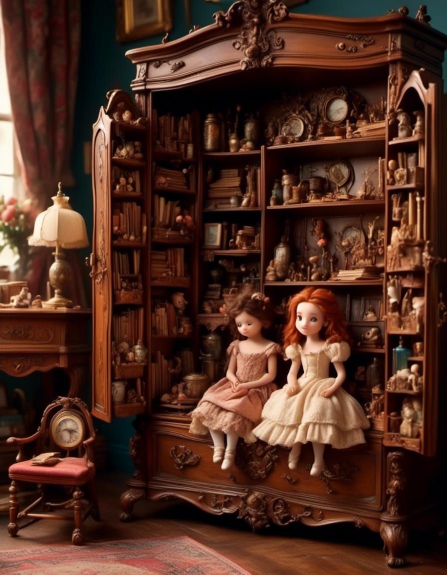 Chibi Belle in Whimsical Early American English Style Furnit...