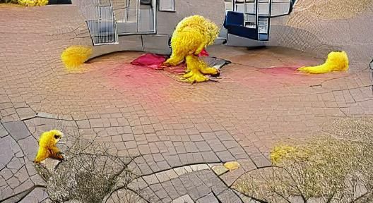 Big Bird Unleashes Fury in Brutal Surrealist Art