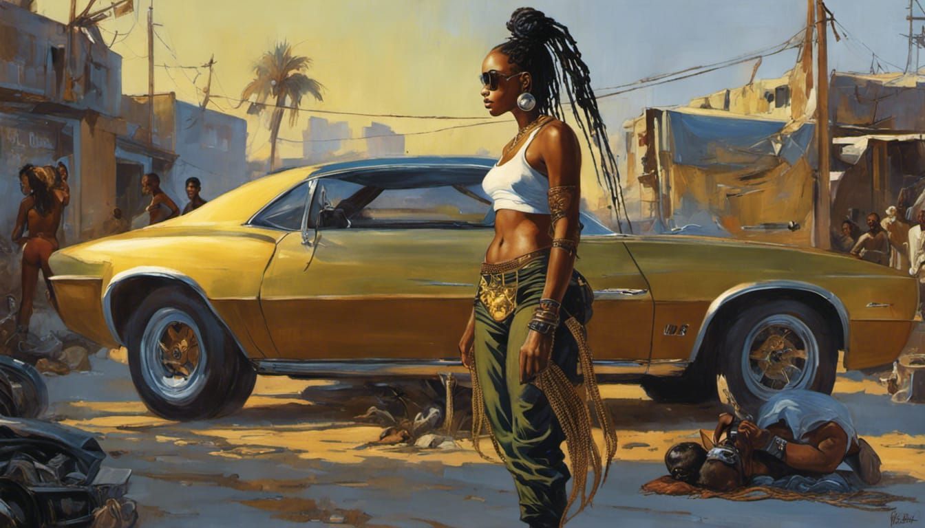 Gritty Girl on the Streets of East LA at Twilight