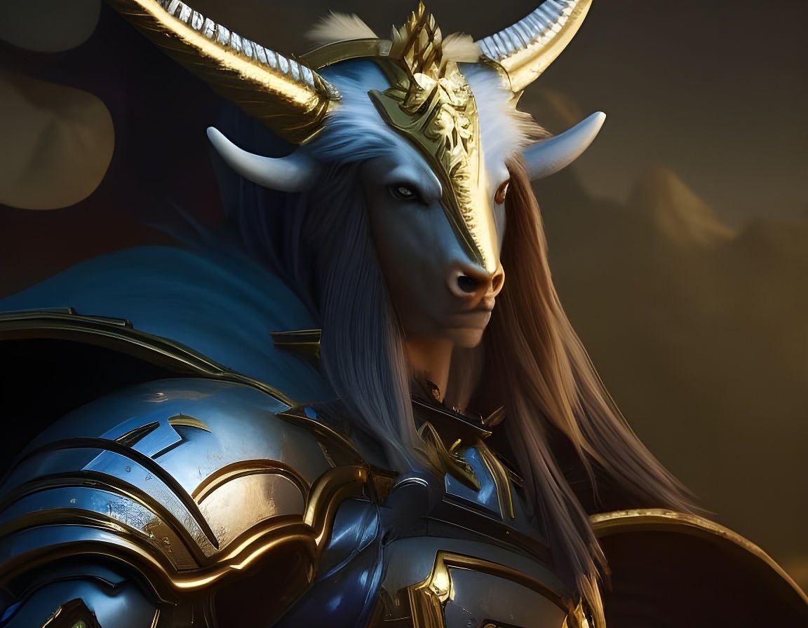 Mythical White Bull with Angelic Wings, Digital Art