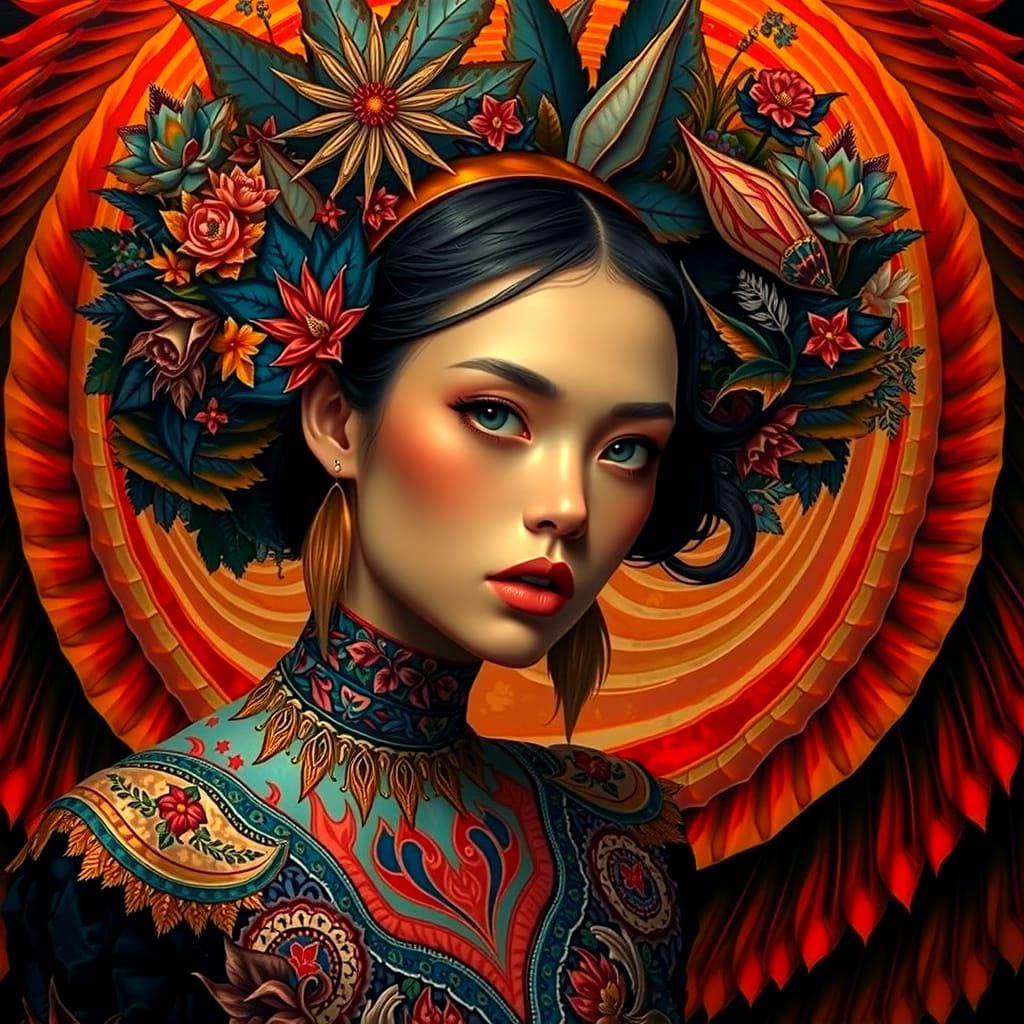 Hyperrealistic Botanical Tapestry of Fractured Flora