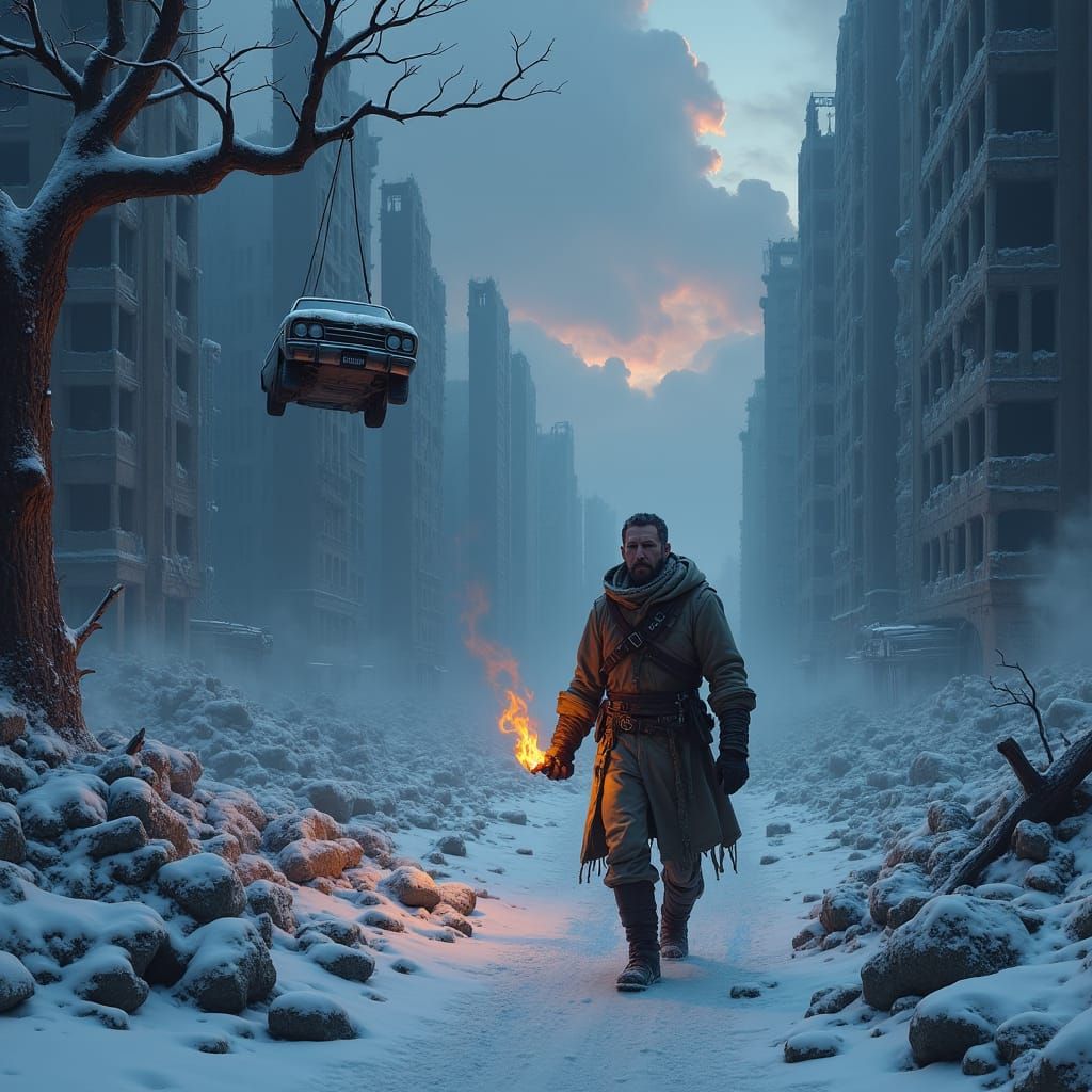 Lone Survivor Trudges Through a Frozen Post-Apocalyptic Wast...