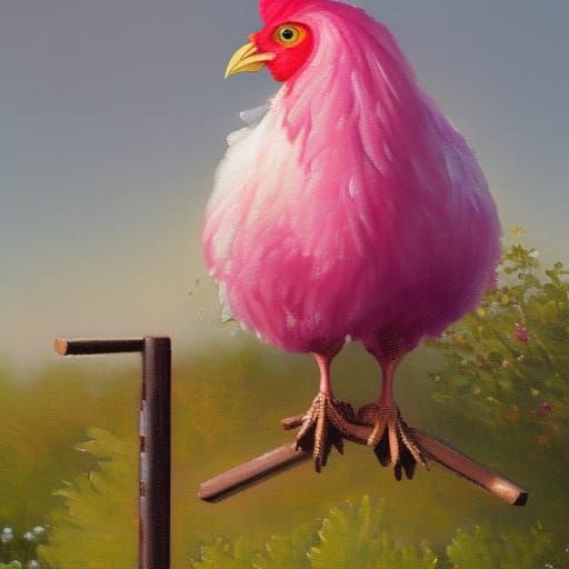 pink floof chicken