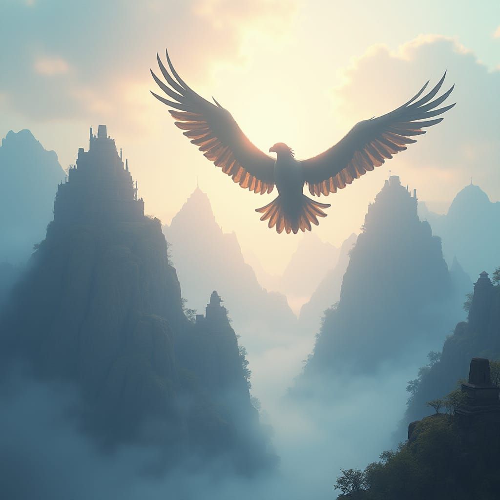 Andean Condor Soaring Over Ancient Ruins