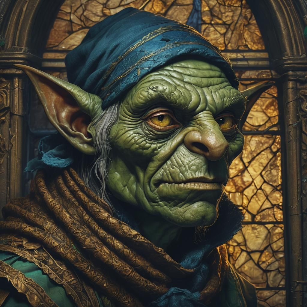 Goblin Alchemist Portrait in Dark Fantasy Art Style