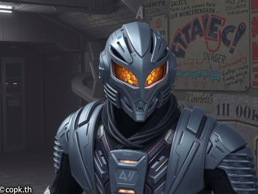 Cyberpunk Guyver Helmet in Silver and Blue