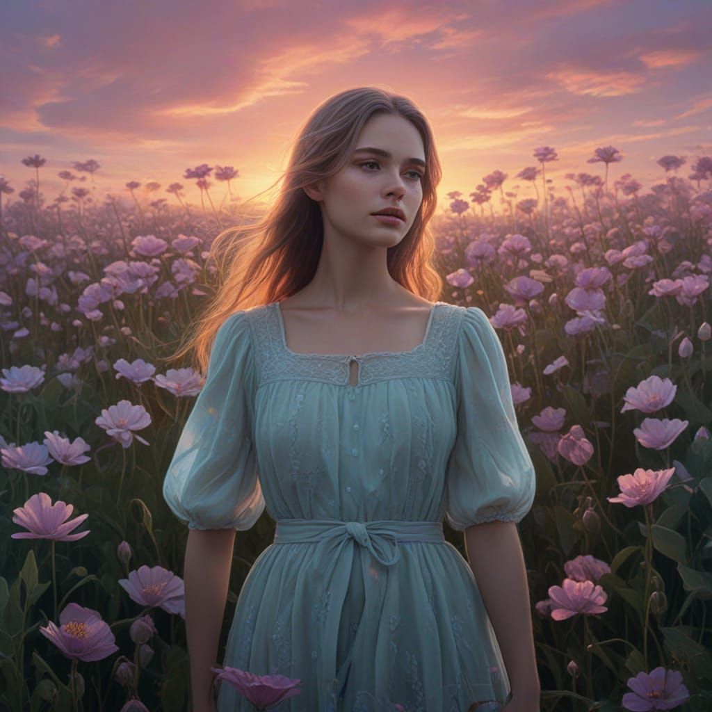 Bioluminescent Flowers: A Mythic Realism Portrait