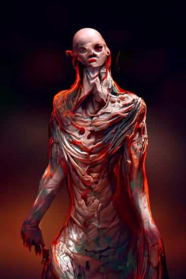 Cybernetic Android Statue in Abandoned Mining Town