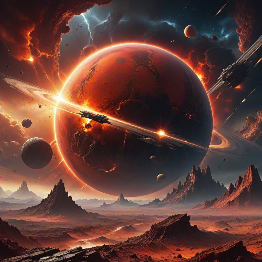 Colossal Sci-Fi Planet with Swirling Clouds