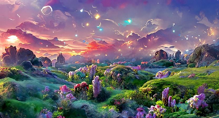 Whimsical Pastel Dreamscapes with Luminous Stars