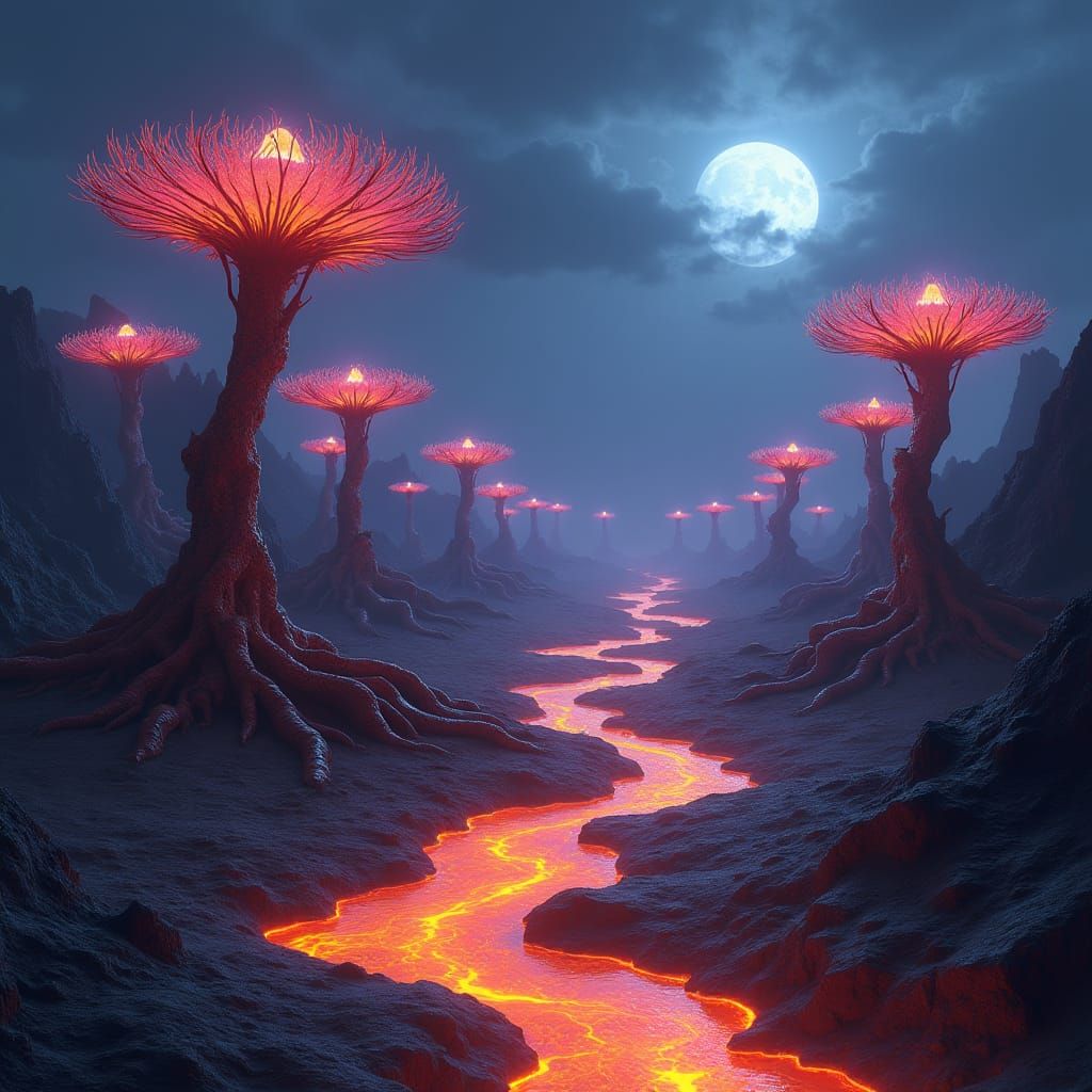 Ethereal Twilight on a Barren Alien World