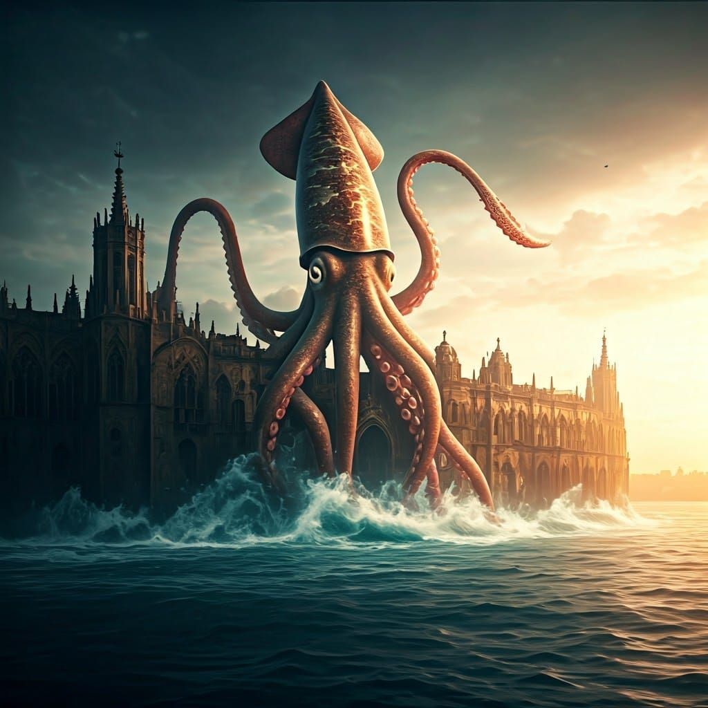 A Colossal Squid Unleashes Terror on Barcelona's Gothic Quar...
