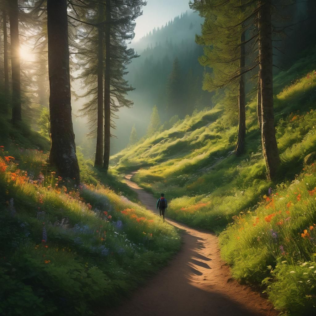 Lush Mountain Landscape in Earthy Tones, Inspired by Ansel A...