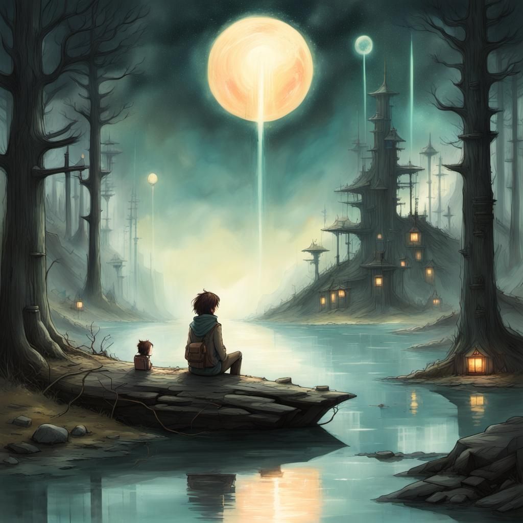 Surreal Cyberpunk Masterpiece of a Glowing Forest with Illum...