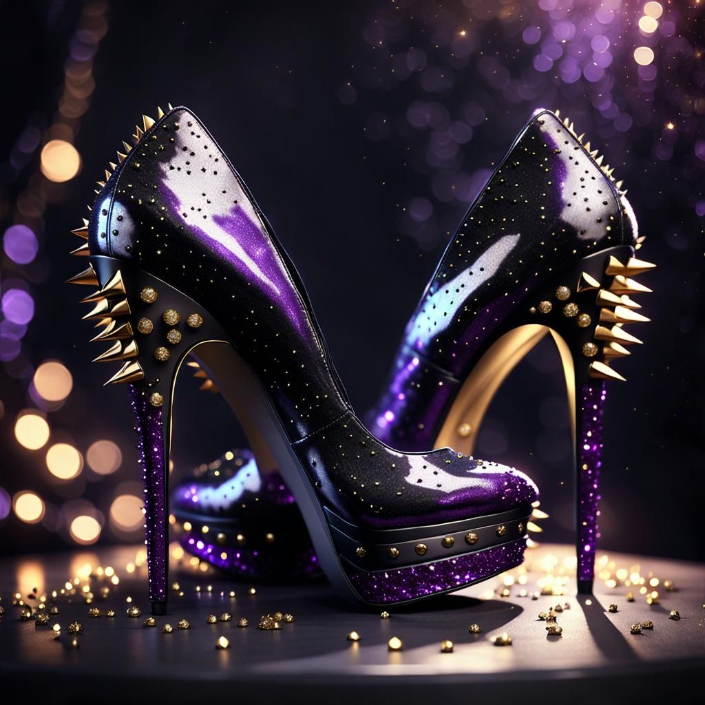 Gothic Glamour High Heels in Luxurious Dark Fantasy