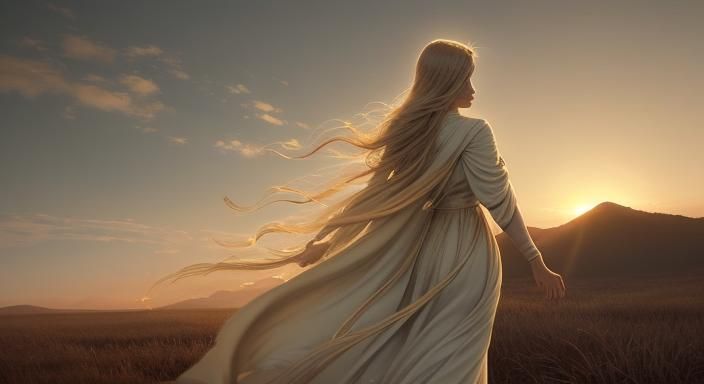 Heavenly Angelic Figure Basks in Golden Light