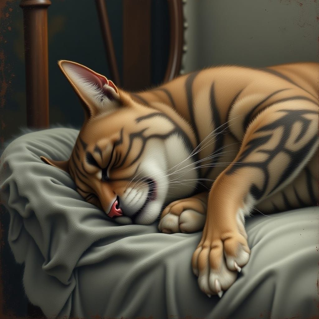 Peaceful Tabby Cat Sleeping Soundly