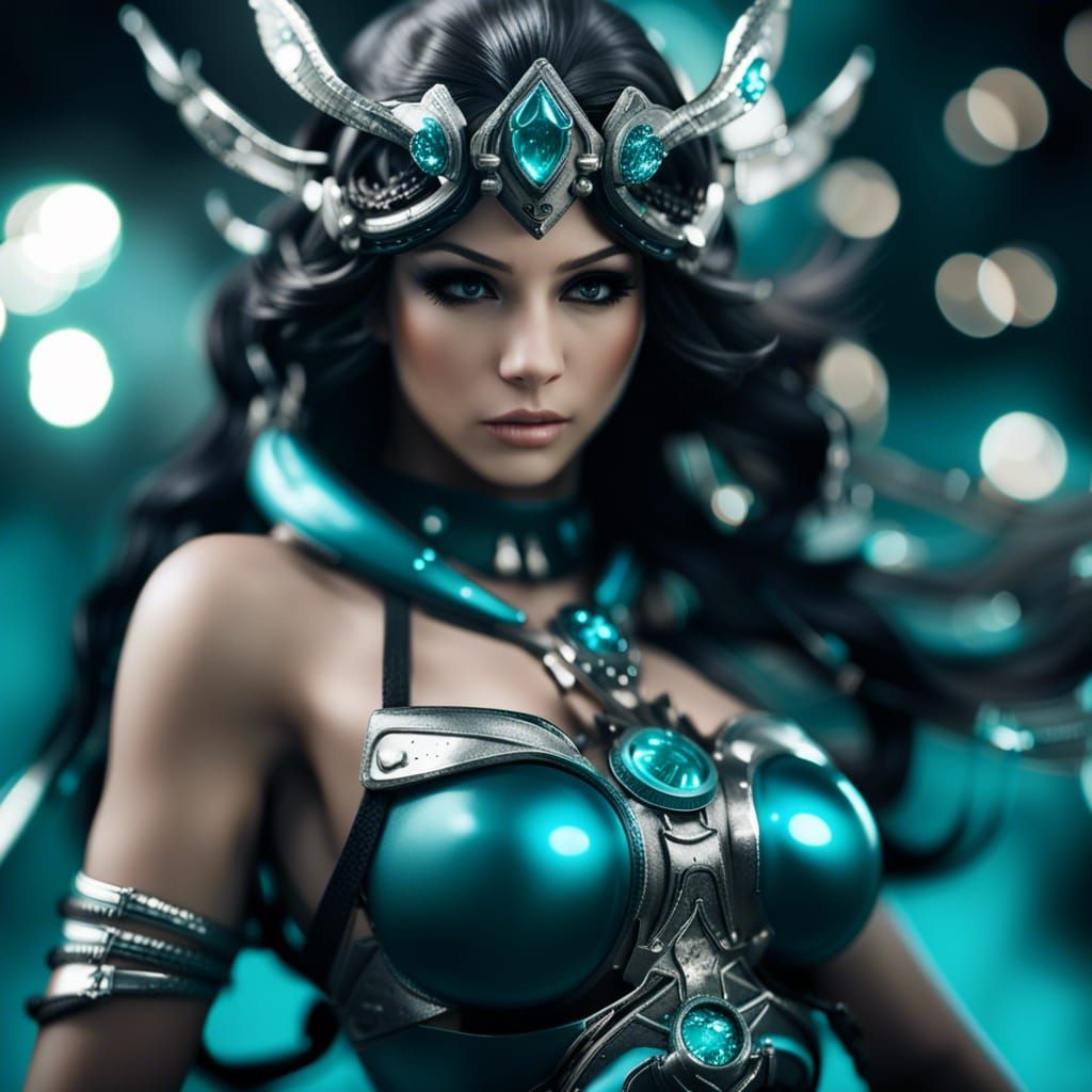 Majestic Greek Goddess in Anime-Inspired Darkness