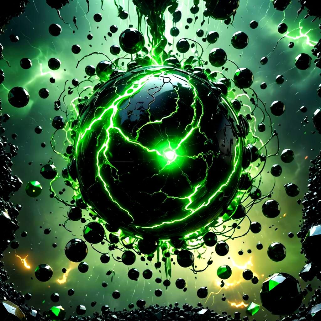 Mystical Green Cyber Blast Within Black Crystal Grid