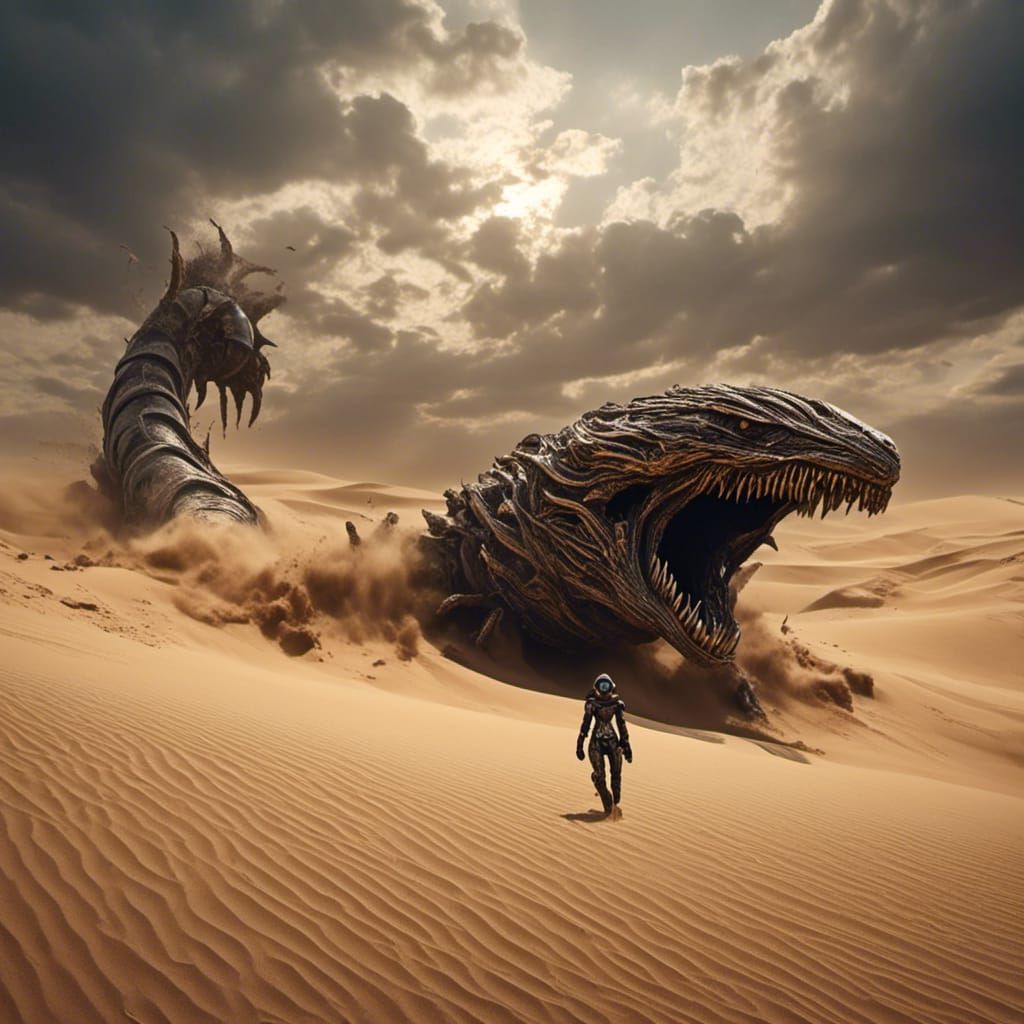 Surreal Desert Escape in Cyberpunk Style