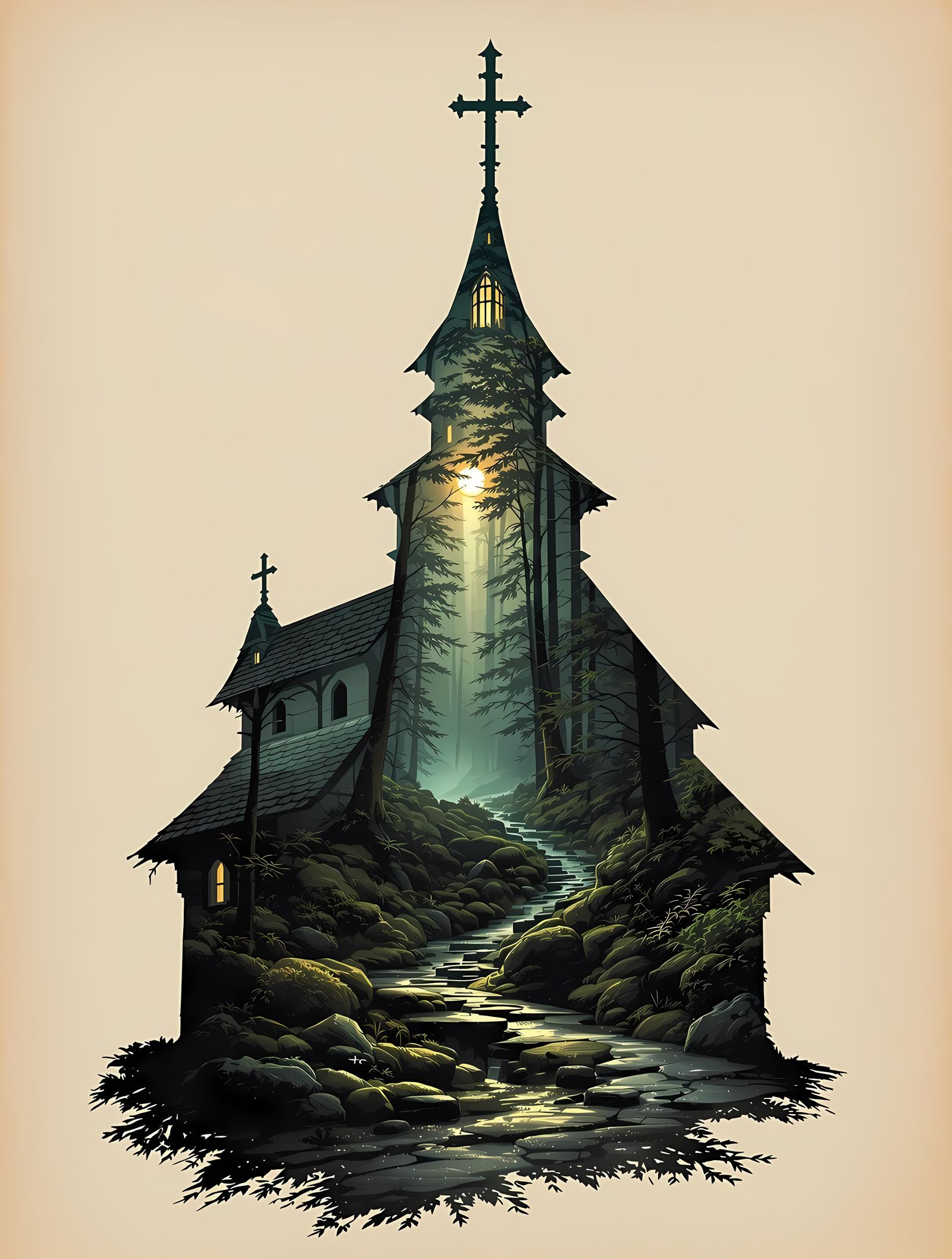 Stave Church Silhouette Reveals Ancient Forest Mystery