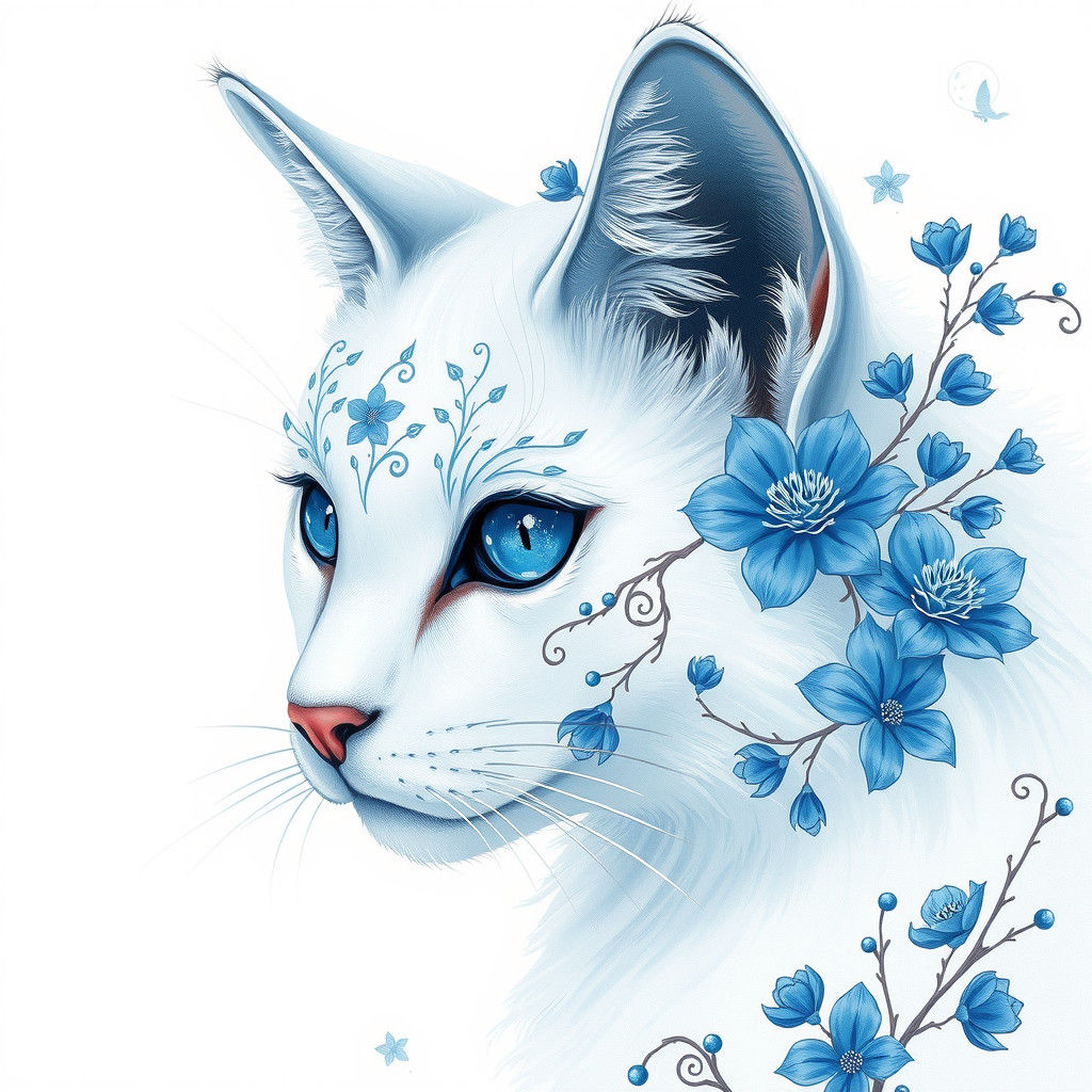 Surreal Feline Portrait in Dreamy Brushstrokes