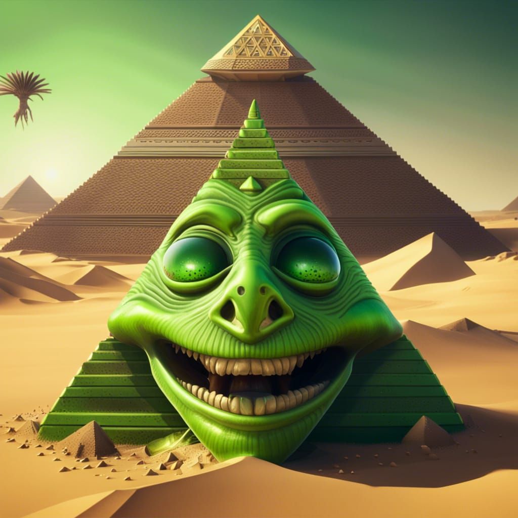 Fantastical Desert Landscape with Friendly Alien