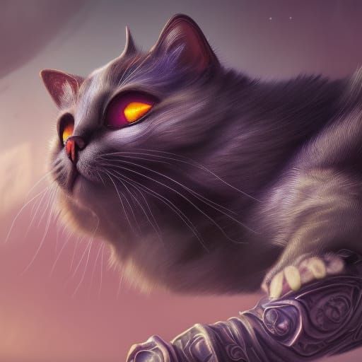 Mysterious Feline Figure in a Dreamlike Landscape